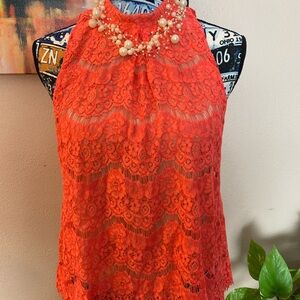 Coral Lace Halter Camisole f/Love Fire Size M $15